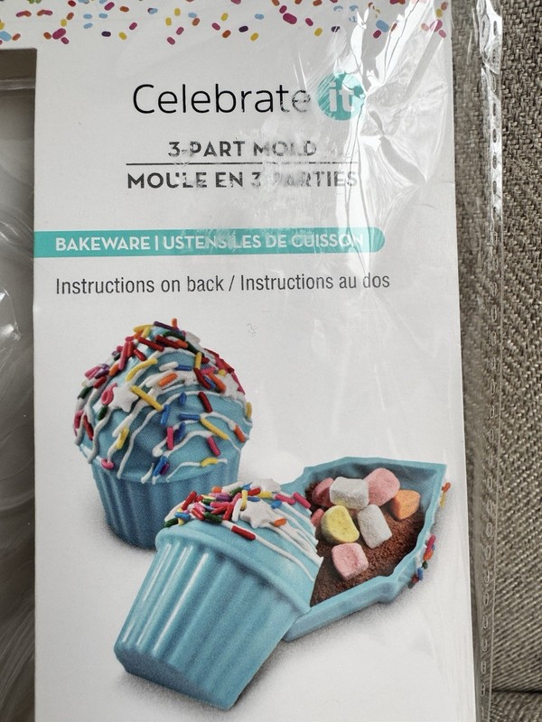 Celebrate It 3-Part Mold For Hot Chocolate Bombs Or Desserts- Cupcake