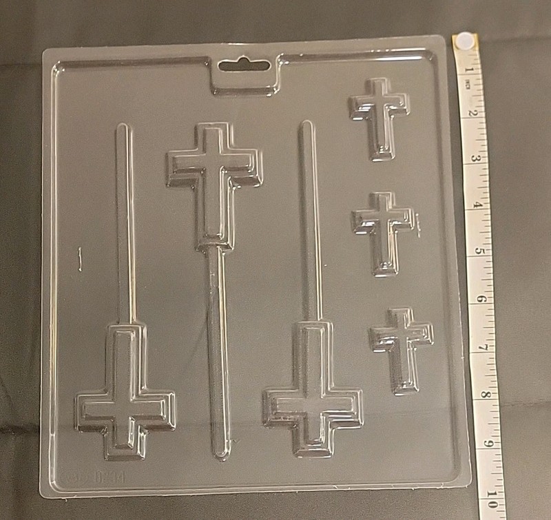 Easter Religious Communion Wedding Cross Lollipop Pieces Chocolate Candy Mold