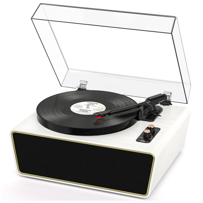 Victress Full Size Vinyl Record Player 3-Speed Bluetooth Turntable Ruby Stylus