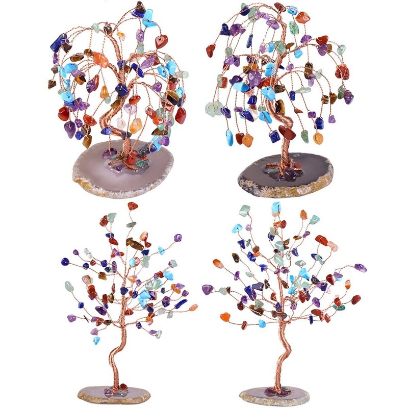 Sunyik Handmade 7 Chkara Crystal Money Tree Set On Natural Agate Slice Base gallery