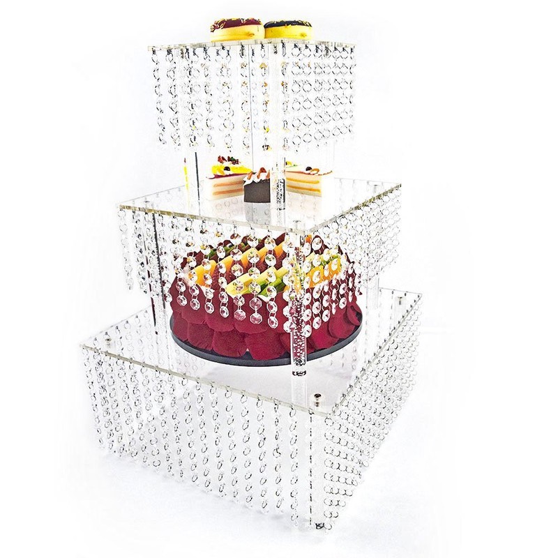 3 Pieces Cake Stands Tabletop Clear Cake Stand for Display and Decoration gallery