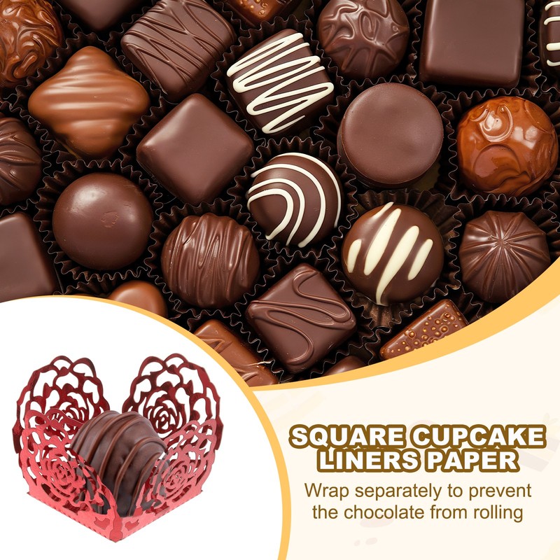 25PCS 4 Inch Truffle Wrappers for Wedding Birthday, Red gallery