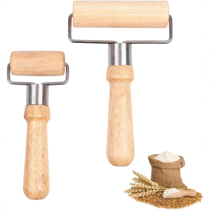 2 Pieces Wooden Rolling Pin Comfortable Handle Dough Roller for Kitchen Home gallery