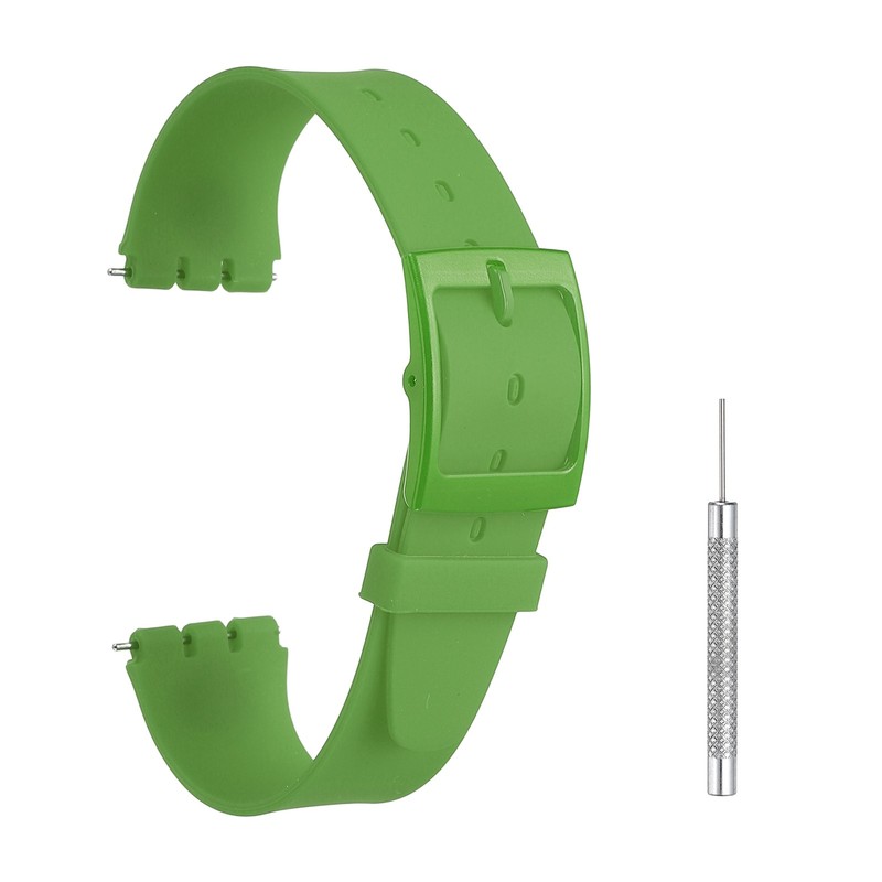 16mm Dark Green Silicone Strap with Spring Bar and Plastic Buckle