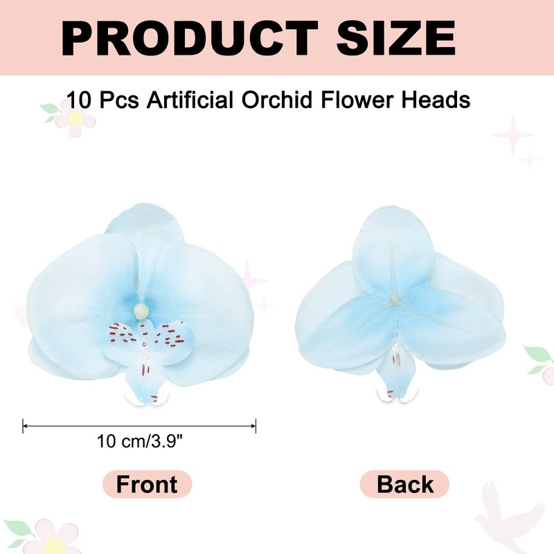 10Pcs Artificial Orchid Flower Heads Fake Orchid Heads Light Blue gallery