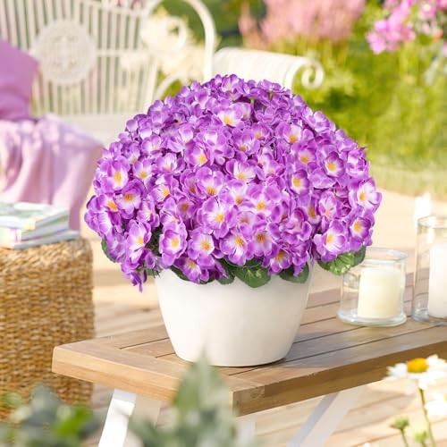 Artificial Geraniums Flowers for Outdoors, 6 Bundles Realistic Silk 6PCS Purple gallery