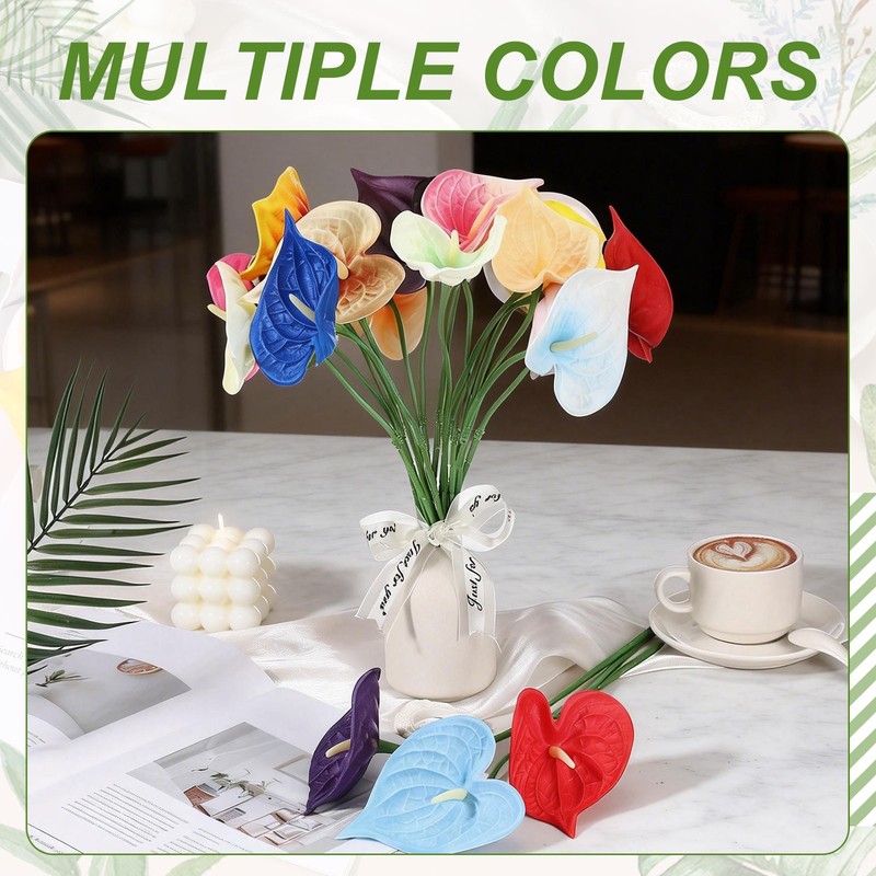 8Pcs 11inch Artificial Anthurium Flowers, Dark Red gallery