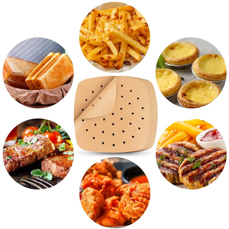 Air Fryer Liners, 200Pcs Square, 8.5 Inch 200 Count (Pack of 1), Unbleached gallery