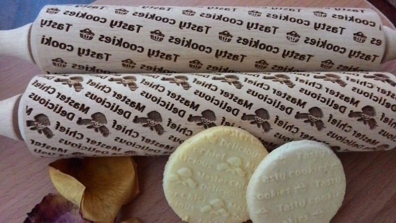 Rolling Pin Wooden Laser Cut Inscriptions Set 2 pcs – Master Chief Tasty Cookies