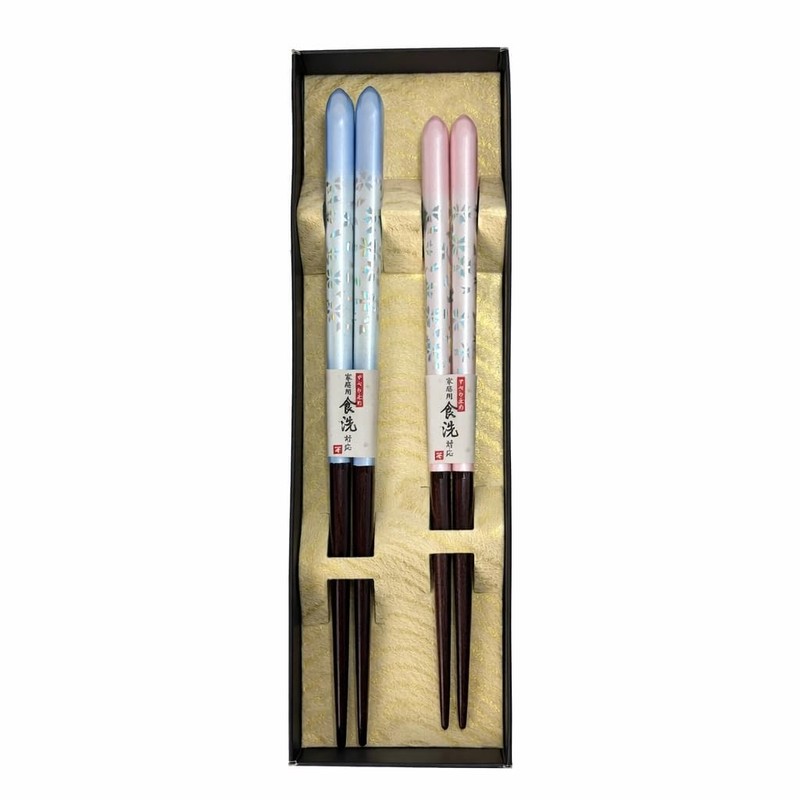 Japanese Chopsticks Set of 2 Pairs [Made in Japan] – Metallic Foil Finish Lac…