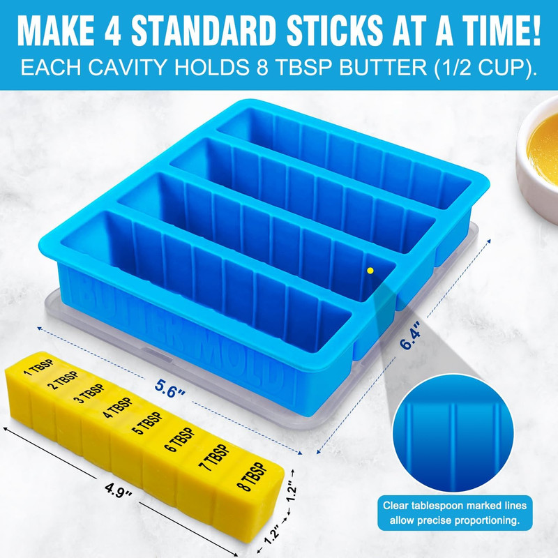 Silicone Butter Mold with Lid, Walfos Non-Stick Tray Fits Standard Butter Stick gallery