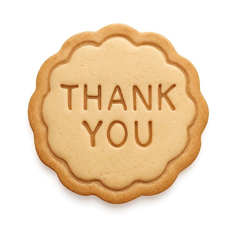Minimalist Thank You Logo Cookie Cutter & Stamp, Fondant & Clay Cutter – 3.9×4″