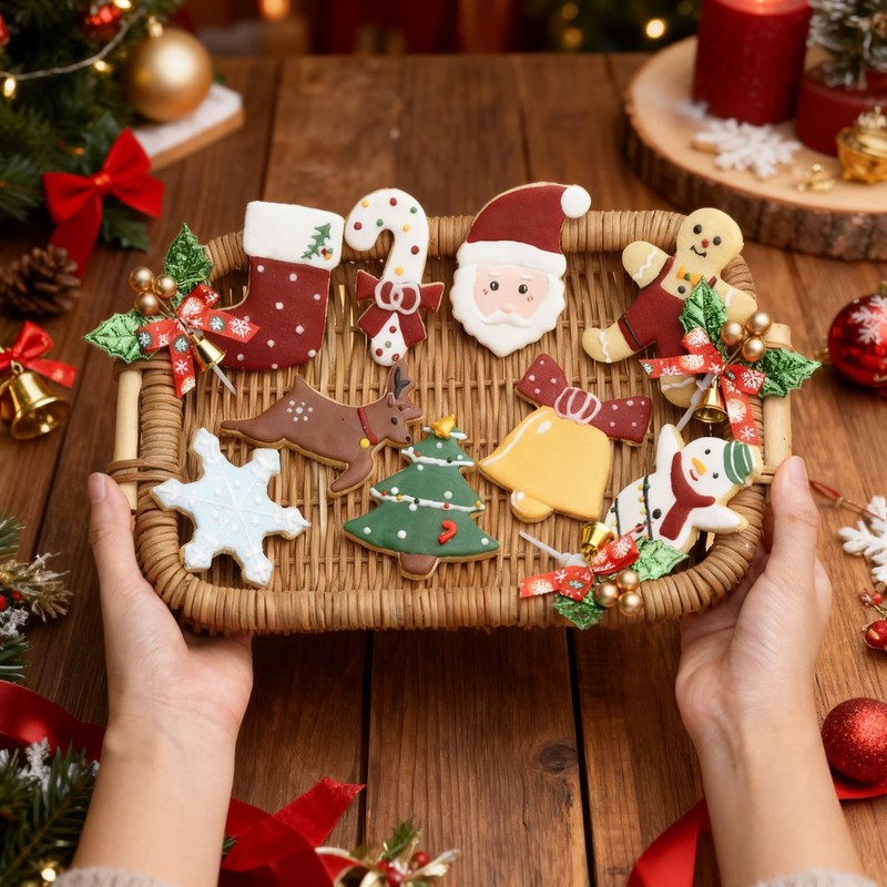 Christmas Cookie Cutters Set 9 Piece Stainless Steel Winter Holiday Metal Sha... gallery