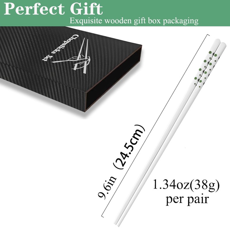 Ceramic Chopsticks - Reusable Chopsticks Dishwasher Safe, 9.5 Inches (Green M... gallery