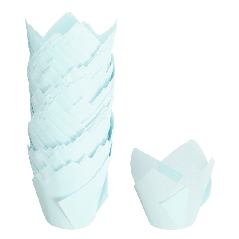 150Pcs Tulip Baking Cups Cupcake Muffins Liners Paper(3.1″ x 2″, Light Blue)