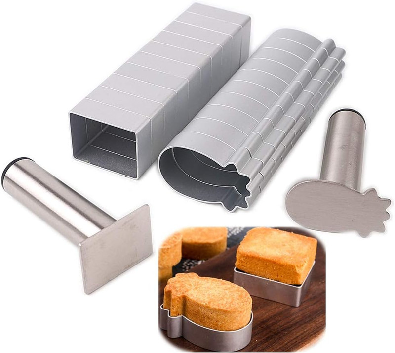 2 Units Pineapple and Rectangle Aluminium Cookie Biscuit Mold with Stainless Ste