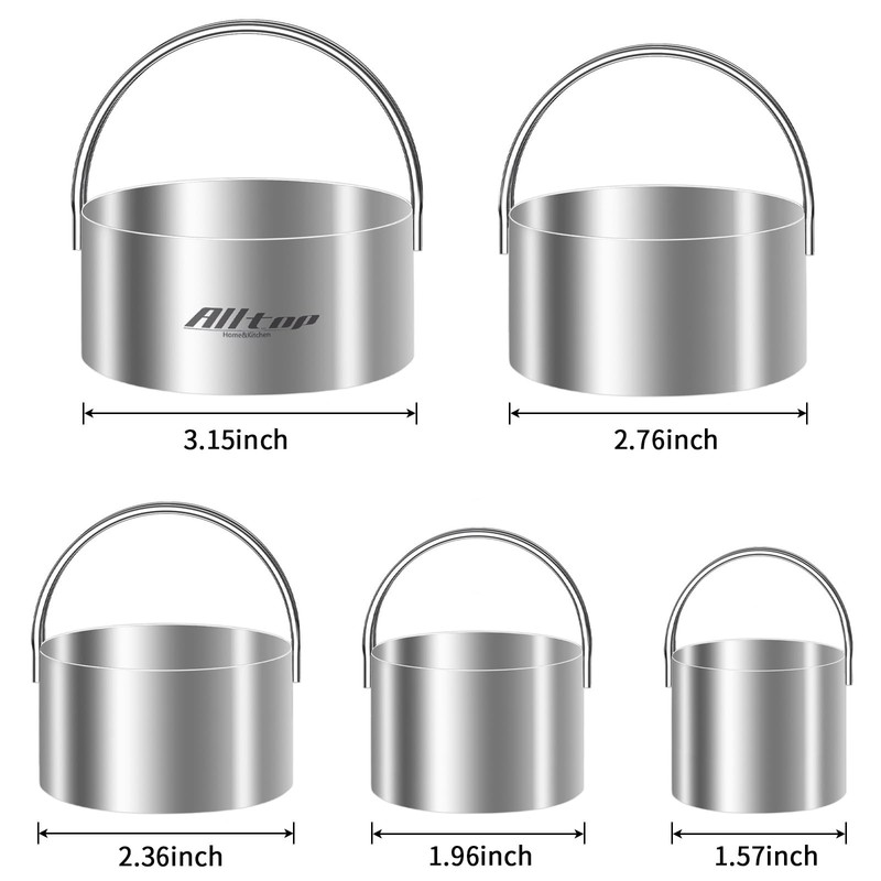 5 Pcs Stainless Steel Round Biscuit Cutter Set with Handle for Baking Pastry gallery