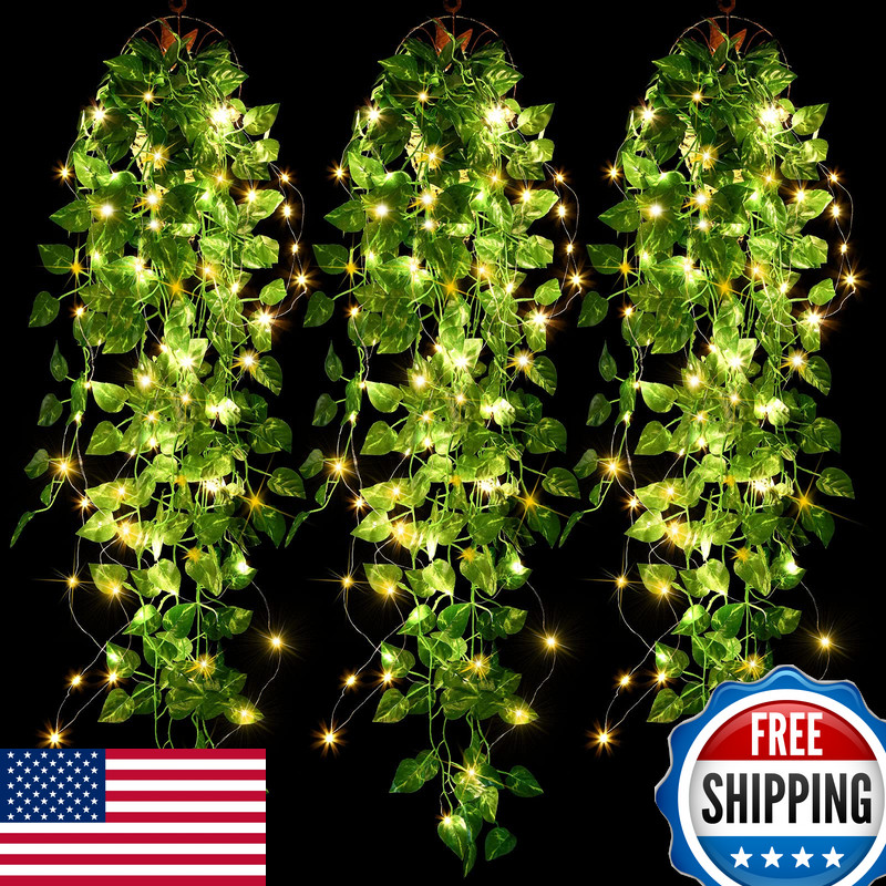 Mudder 3 Packs Led Artificial Hanging Plants 3.6 Ft Fake Hanging Plant Ivy Vine