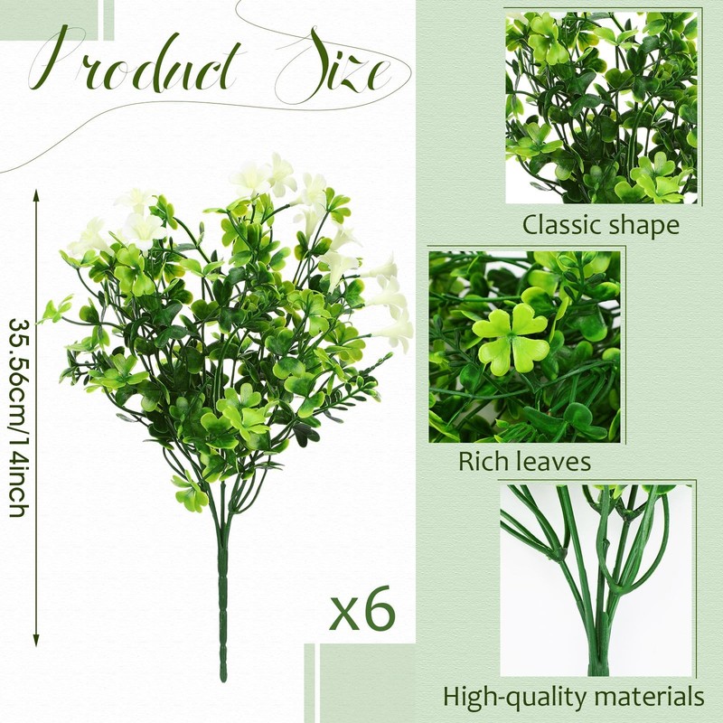 Wavwavw 6 Bunch St Patricks Day Decoration Artificial Shamrock Plant Shamrock gallery