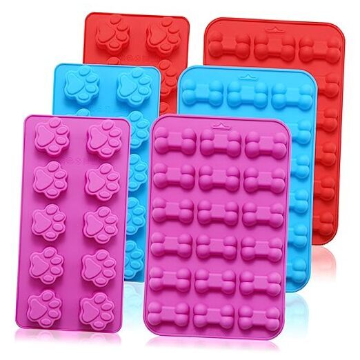 6PCS Silicone Molds Puppy Dog Paw and Bone, Elegant Chocolate Molds for