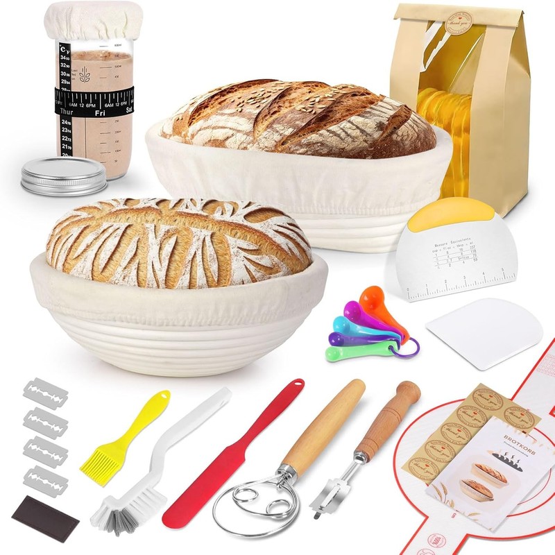 Sourdough Starter Kit, Banneton Bread Proofing Basket, Sourdough