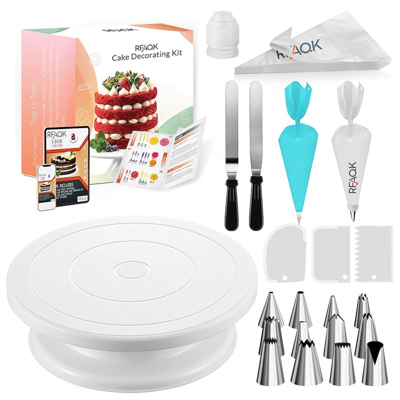 72PCs Cake Decorating Supplies Kit for Beginners – Cake Turntable with 50 Pip…
