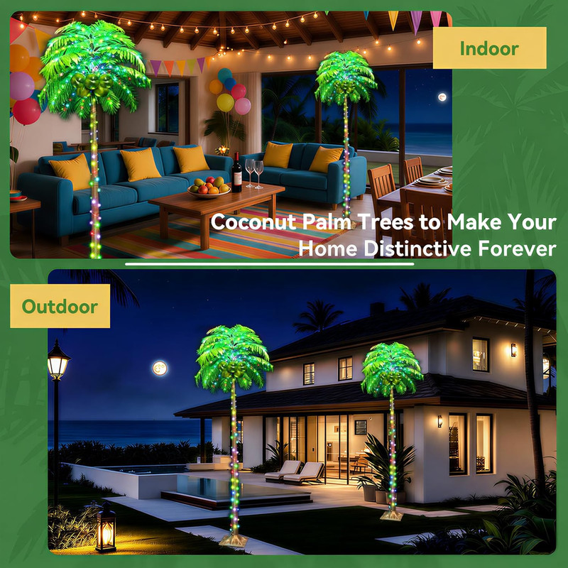 Ledido 7FT Lighted Palm Tree Color Changing with 5 Coconuts, 218LED Artificial L gallery
