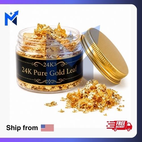 24K Edible Gold Leaf Flakes 25mg Genuine Pure Gold Food Grade Cake Decorating