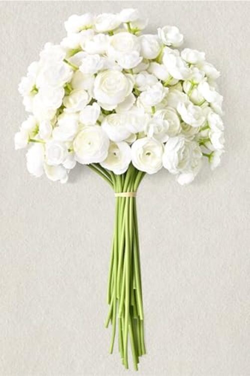 Ranunculus Artificial Flowers 14In Fake Peonies Artificial Flowers 18Pcs White