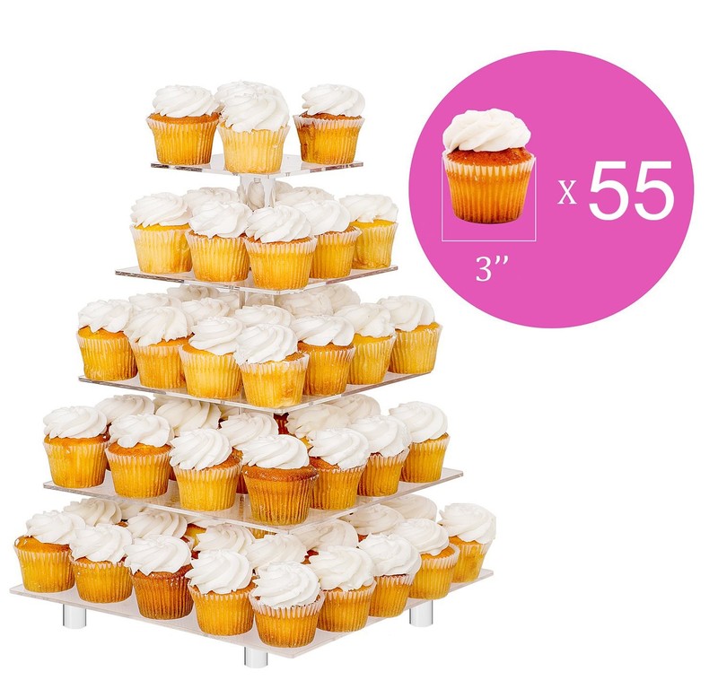 5 Tier Square Cupcake Stand - Premium Cupcake Holder - Acrylic Cupcake Tower ... gallery