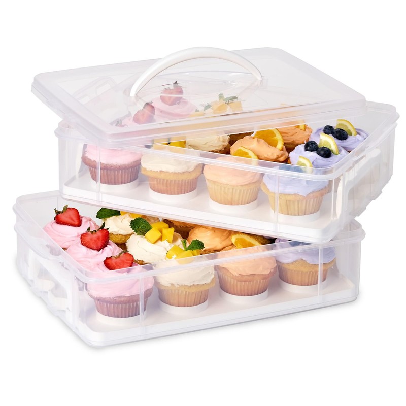 Snapware (2-Layer, 24 Cupcakes Plastic Detachable Cupcake Carrier Storage Con…