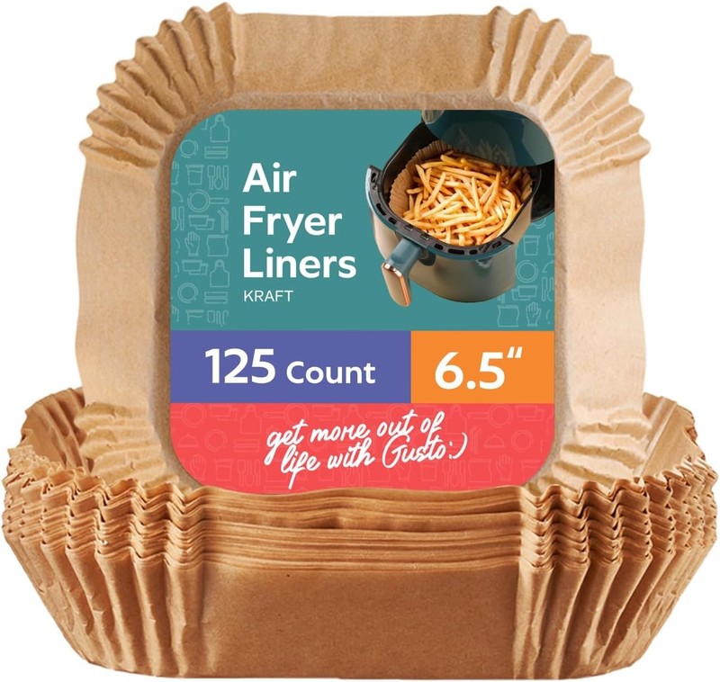 [6.5 Inch – 125 Count] Square Air Fryer Liners Disposable –