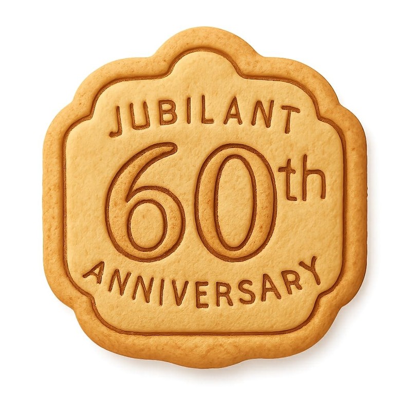 Jubilant 60th Anniversary Cookie Cutter & Stamp, Fondant & Clay – 4×4