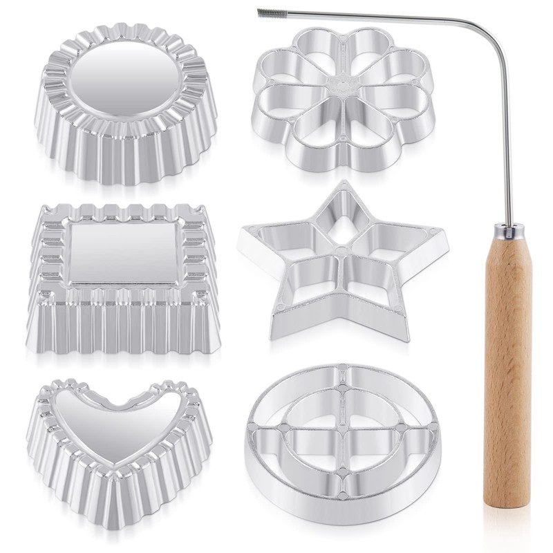 7 PCS Rosette Iron Set Bunuelos Mold Handle Lotus Flower Cookie Maker Kit