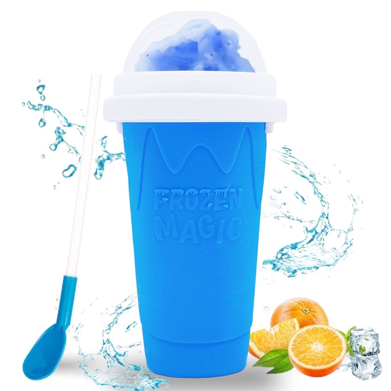 Slushie Cup, Frozen Magic Squeeze Slushy Maker Squishy Cup (Blue)