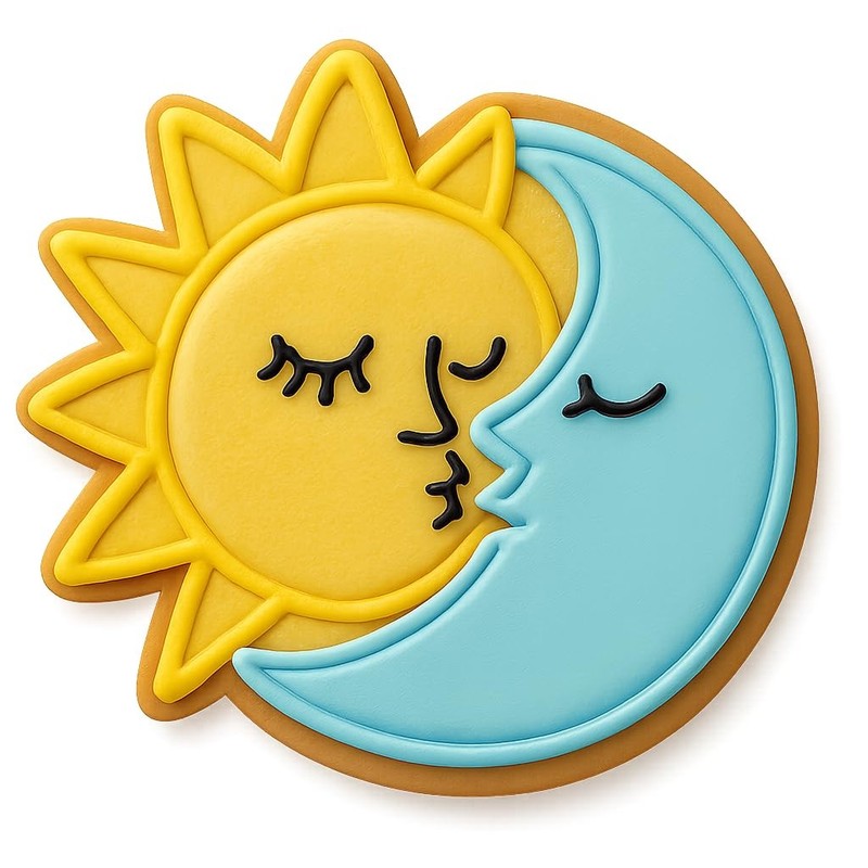 Sun and Moon Kiss Cookie Cutter & Stamp, Fondant & Clay – 4×3.8