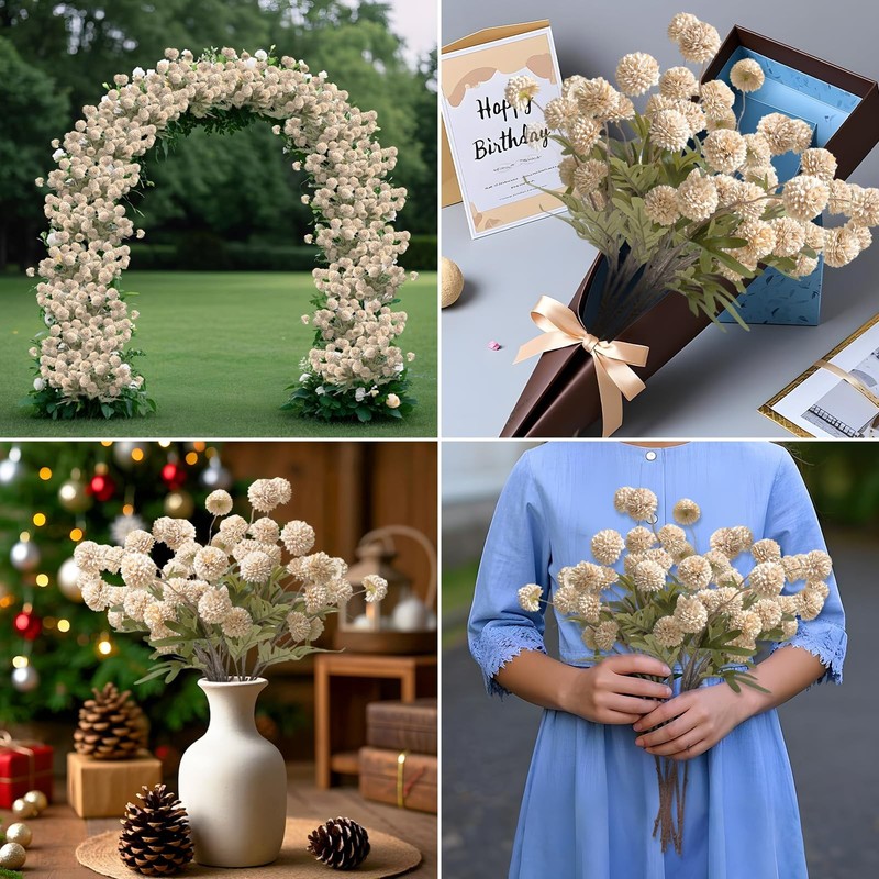 Lippbest 10 Pcs Artificial Flowers Pompon Mum Fake Flowers Faux Small Mini gallery