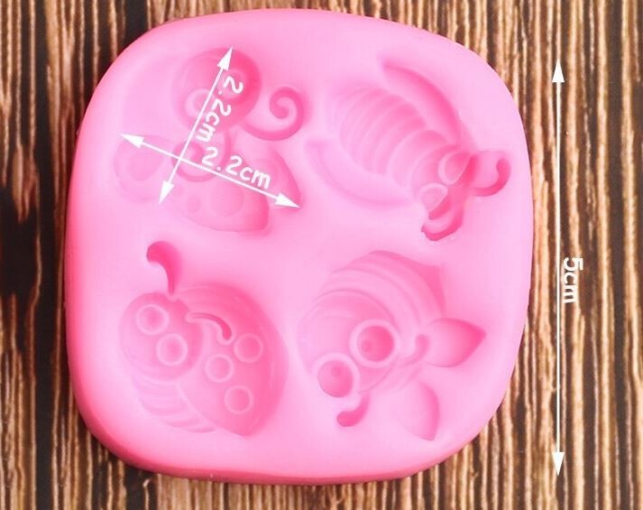 4 Tiny Bugs Silicone Mold Bee Ladybug Cute Insect Candy Fondant Chocolate Resin gallery