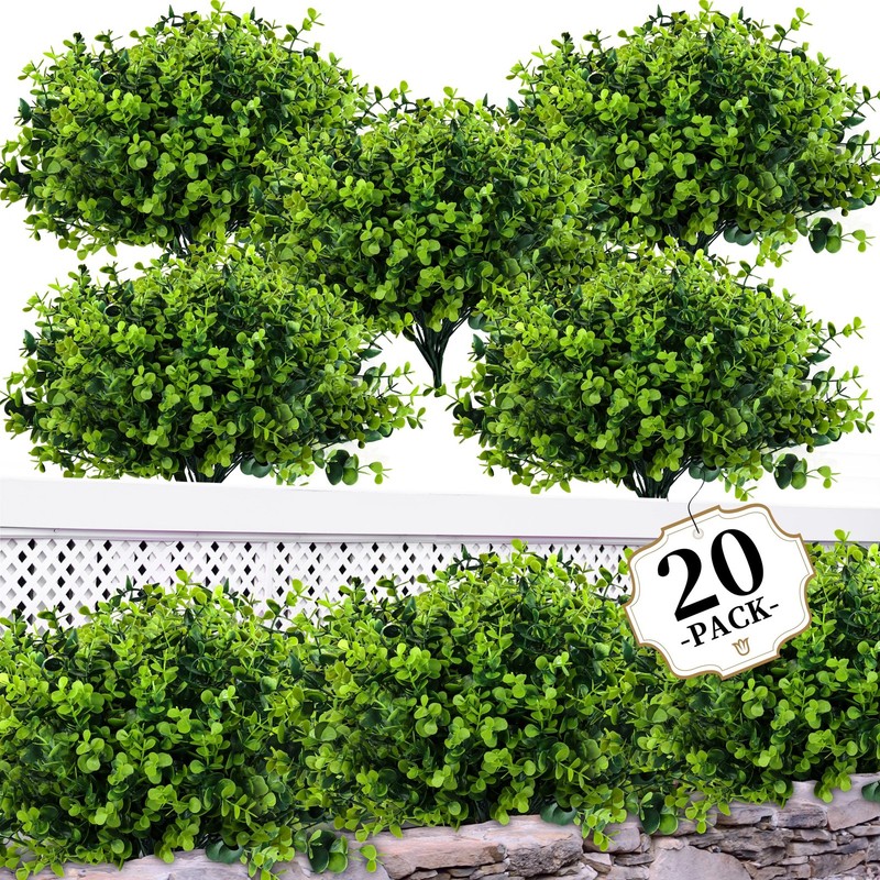 ColoPlay 20 Bundles Artificial Greenery Boxwood 20 PCS, Plants