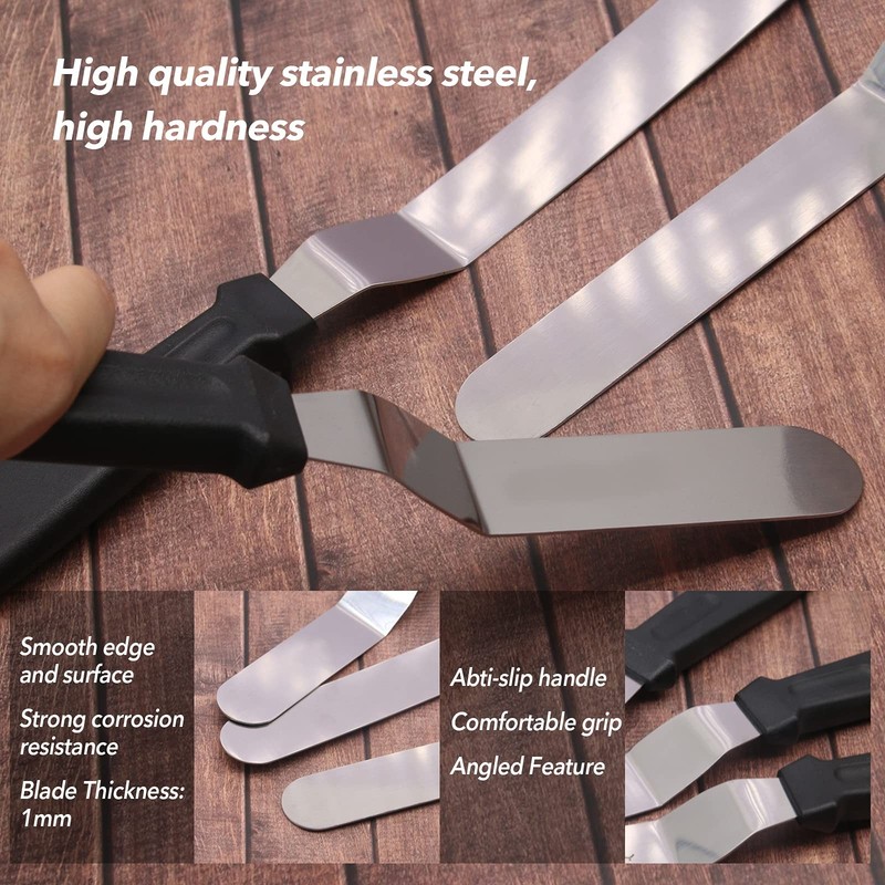 3PCS Cake Icing Spatula Set 6 8 10 Inch Offset Frosting Spreader Tools gallery