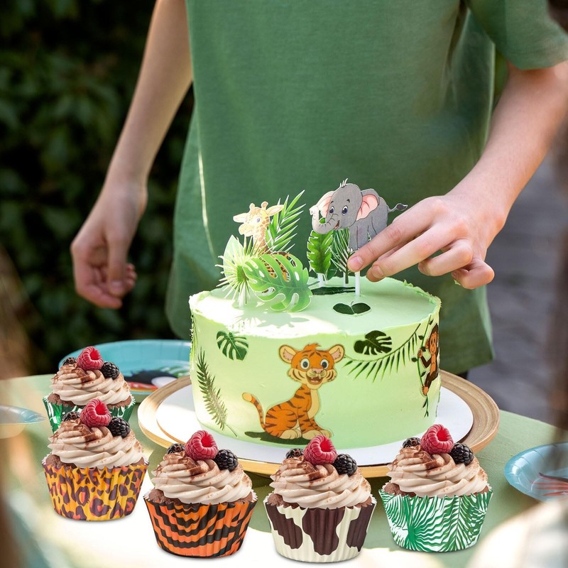 Whaline 600Pcs Tropical Hawaiian Themed Cupcake Liners Animal Print Leopard Z... gallery
