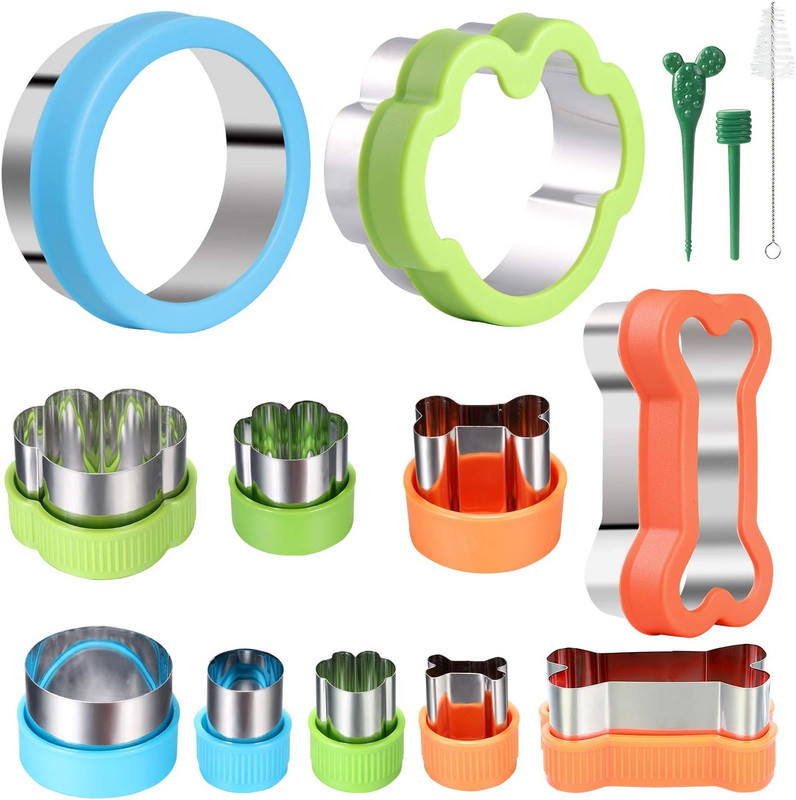 Dog Bone Cookie Cutter Set – 4 Dog Bone 4 Footprint 3 round Biscuit Cutters Sand