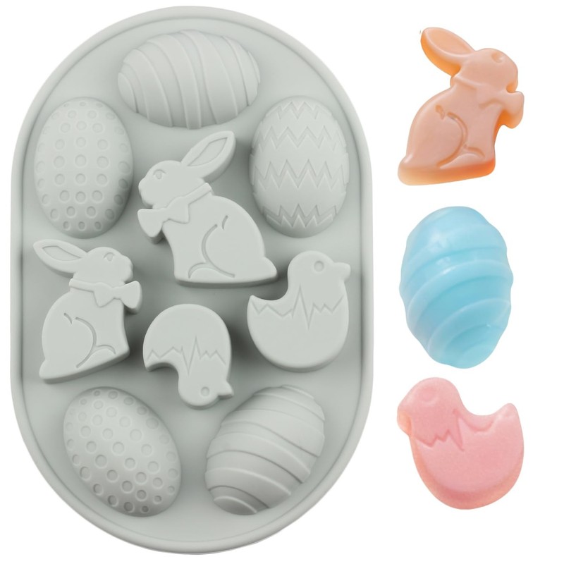 1 PCS 9 Cavity Easter Silicone Candy Mold Egg Bunny Chick Cake Decoration
