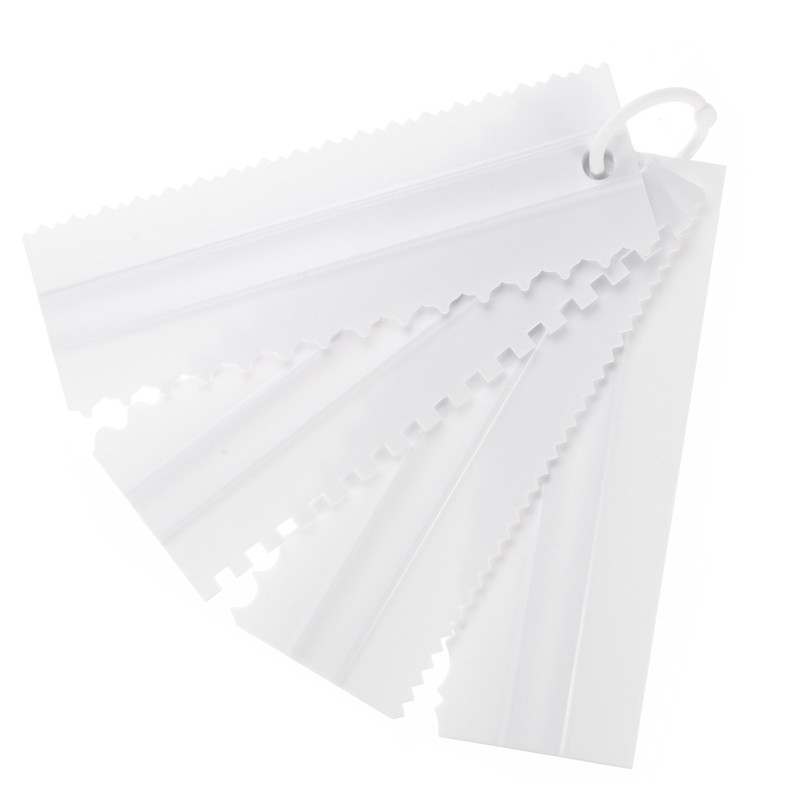 4Pcs Plastic Scraper Jagged Wavy Comb Lace Tool for Cake Cream Baking White gallery