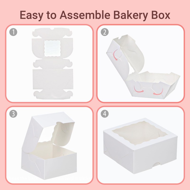 40 Pack White Bakery Boxes 4x4x2 Inches Cookies Boxes Mini Bundt Cake Boxes P... gallery