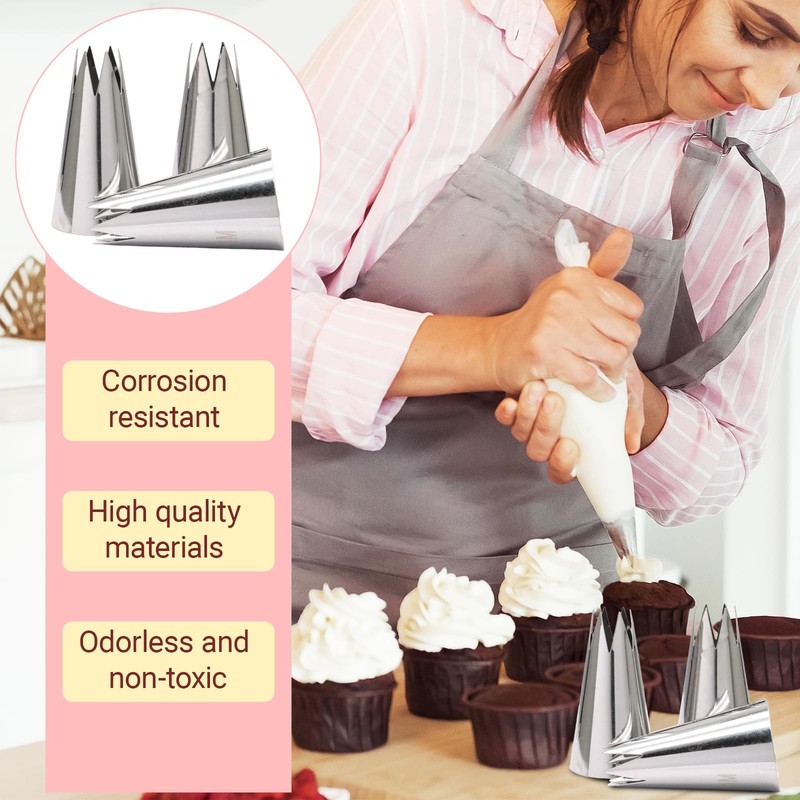5 PCS 1M Stainless Steel Star Piping Tip Set Cake Decorating Buttercream gallery
