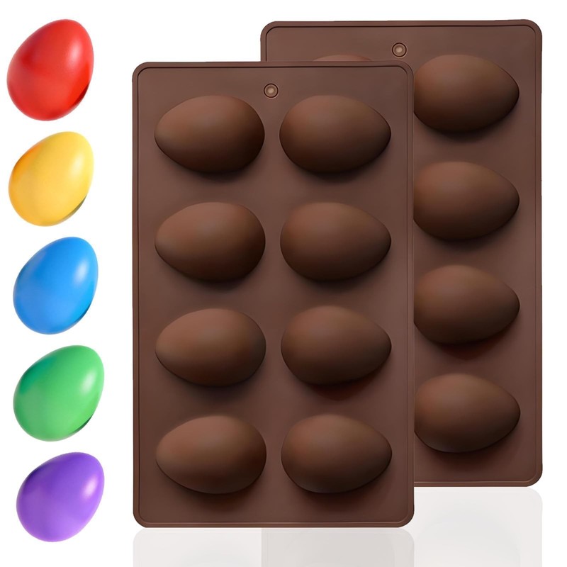 2pcs Easter Egg Shape Silicone Molds,8-Cavity Silicone Egg Pan for Cake Decor... gallery