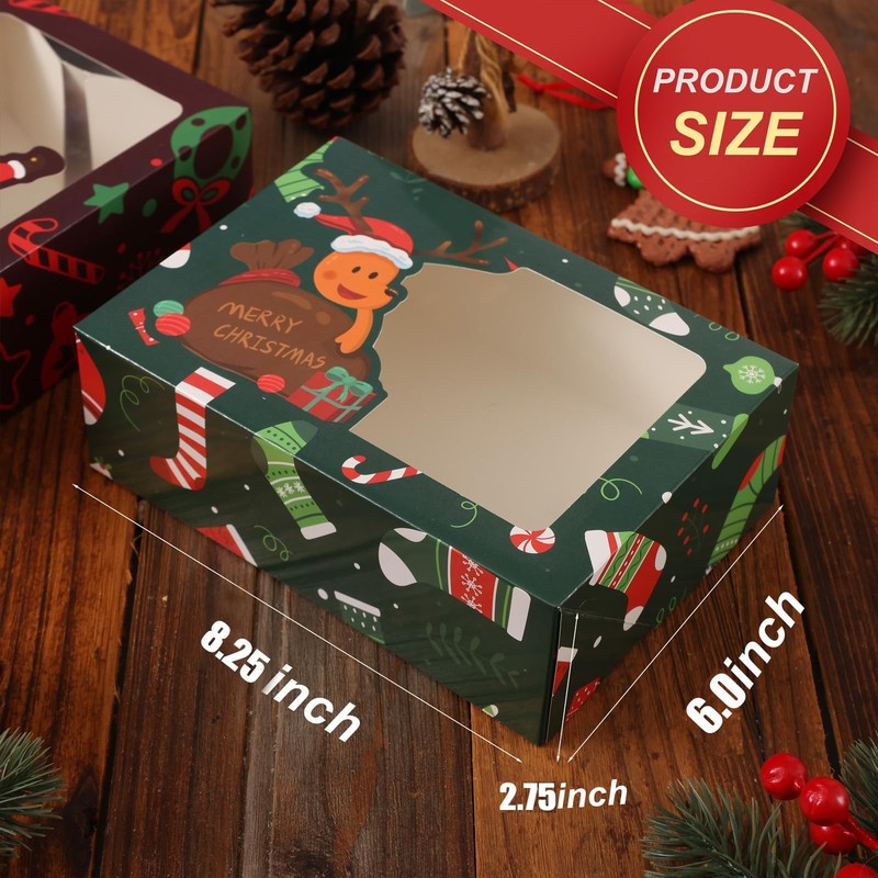 24 Pack Christmas Cookie Boxes (8.25x6x2.75 Inch), Christmas Treat Boxes for ... gallery