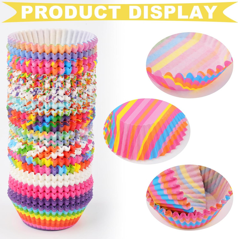 Qumenan 600 Pack Rainbow Cupcake Liners Cupcake Baking Cups Standard Size Rainbo gallery