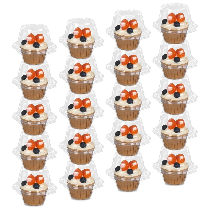 80 Pack Plastic Individual Cupcake Containers Clear Cupcake Boxes Holder Disp…